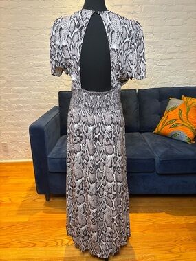 AFRM “You’re Magnetic” Black & White Snake-Print Backless Maxi Dress - XL
